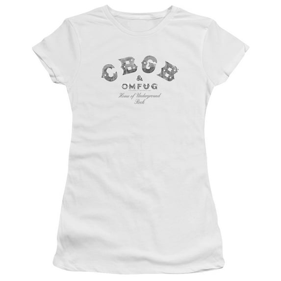 CBGB Club Logo Premium Bella Junior Women's Sheer Jersey T-Shirt White