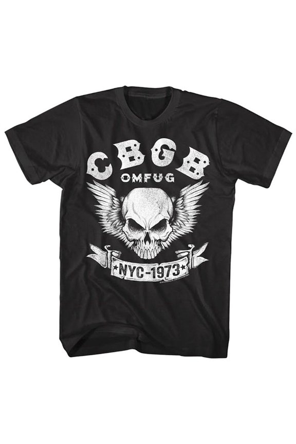 CBGB OMFUG NYC 1973 Winged Skull Men's T Shirt Underground Rock Punk Music Merch