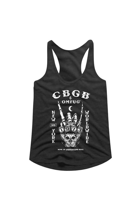CBGB Skeleton Rock Hand Women's Tank Top (Black, Women'sS)