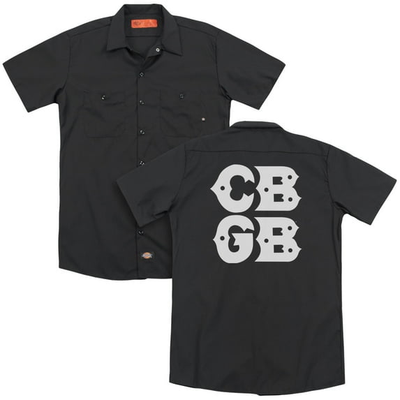 CBGB Stacked Logo (Back Print) Adult Work Shirt Black