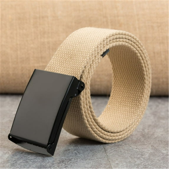 CBGELRT Belts for Men Adjustable Automatic Buckle Plus Size Canvas Nylon Waist Belts for Dress Casual Jeans Dress Outdoor Belt, Khaki