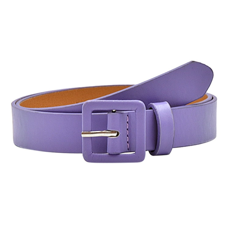 CBGELRT Belts for Women Plus Size Black Leather Belt with Small Square Pink  Buckle Ladies Stretch Belts for Jeans Dress Waistband, Purple