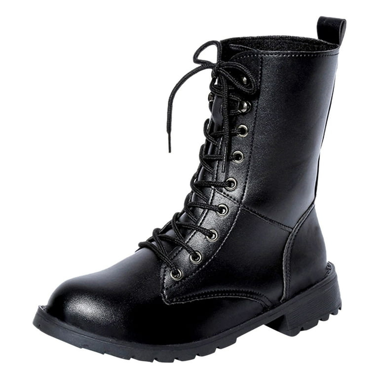 CBGELRT Black Combat Boots for Women Fashion Flat Bottom Platform Ankle  Booties Leather Lace-up Motorcycle Boots Shoes, 37 Black