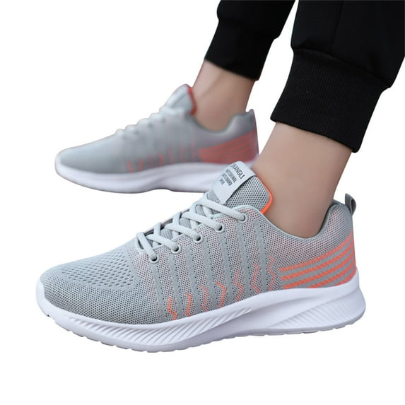 CBGELRT Black Sneakers for Men Wide Width Breathable Colorblock Mesh Lace Up Sneakers Soft Sole Non Slip Walking Jogger Running Shoes Grey Size 40