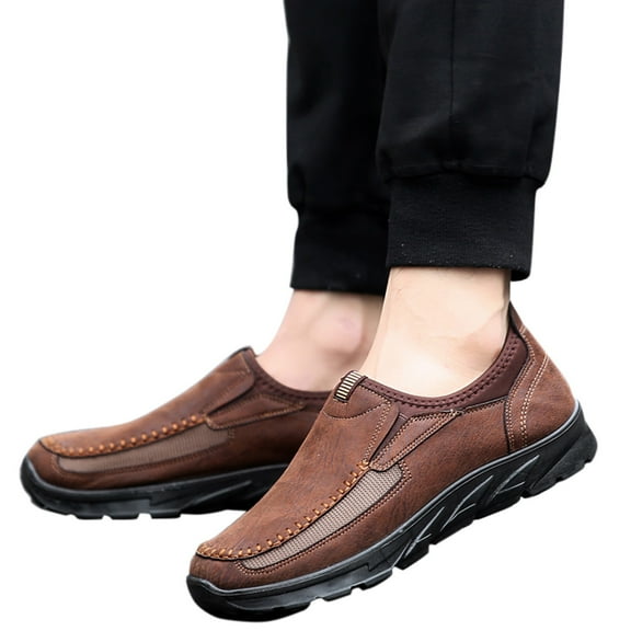 CBGELRT Black Sneakers for Men Wide Width Size 11 Slip on Casual Sneakers Breathable Works Walking Running Shoes Anti-Slip Sports Shoes Brown Size 44