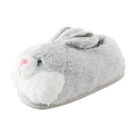 CBGELRT Bunny Slippers for Women Kawaii Cartoon Rabbit Ears House Slippers Indoor Outdoor Non Skid Slides Warm Shoes Loafer Gray Size S