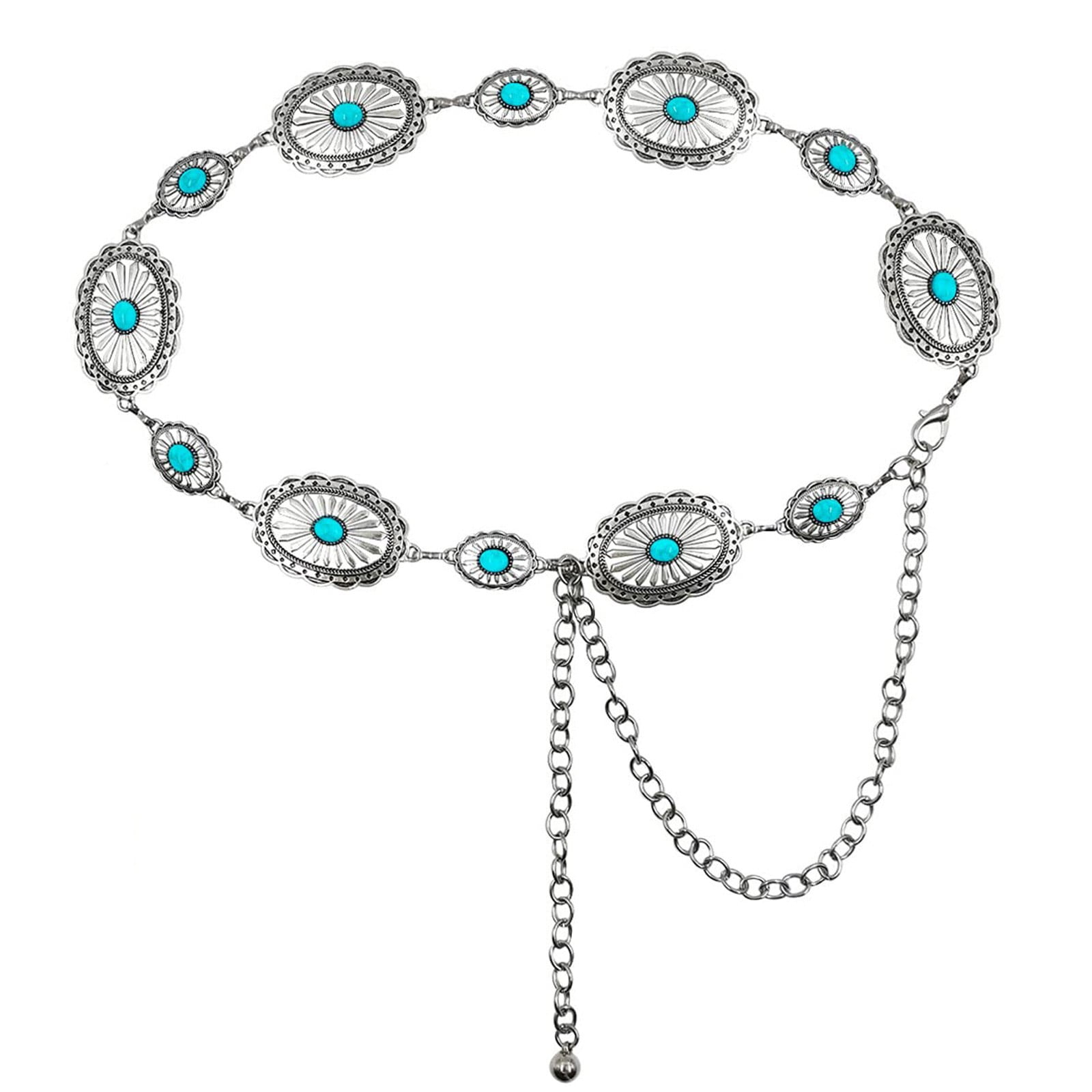 CBGELRT Chain Belts for Women Vintage Silver Waist Chain Belt for