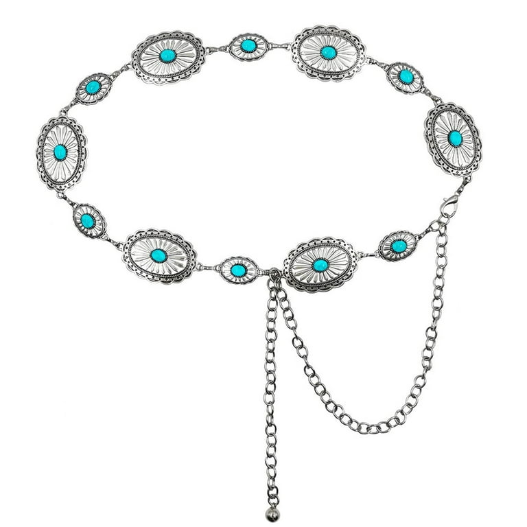 CBGELRT Chain Belts for Women Vintage Silver Waist Chain Belt for