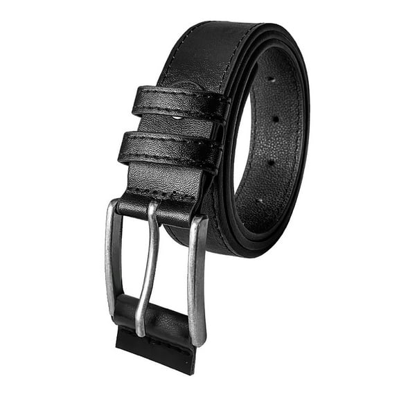 CBGELRT Dress Belts for Men Black Perforated Leather Belt with Single Prong Buckle Men's Classic Casual Stretch Work Belt, Black