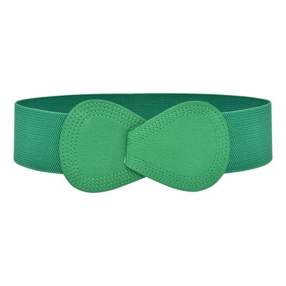 CBGELRT Elastic Belts for Women Fashion Bowknot Wide Stretch Waist Belts for Jeans Pants Dress Coat Vintage Black Waistband, Green