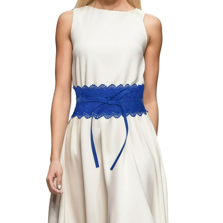 CBGELRT Elastic Belts for Women Lace Bandage Tie Wide Waist Cinch Belt for  Dresses Shirts Pants Ladies Elegant Bow Waistband, Blue