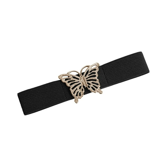 CBGELRT Elastic Belts for Women with Butterfly Buckle Vintage Wide Stretch Waist Belt for Jeans Pants Dresses Adjustable Waistband, B