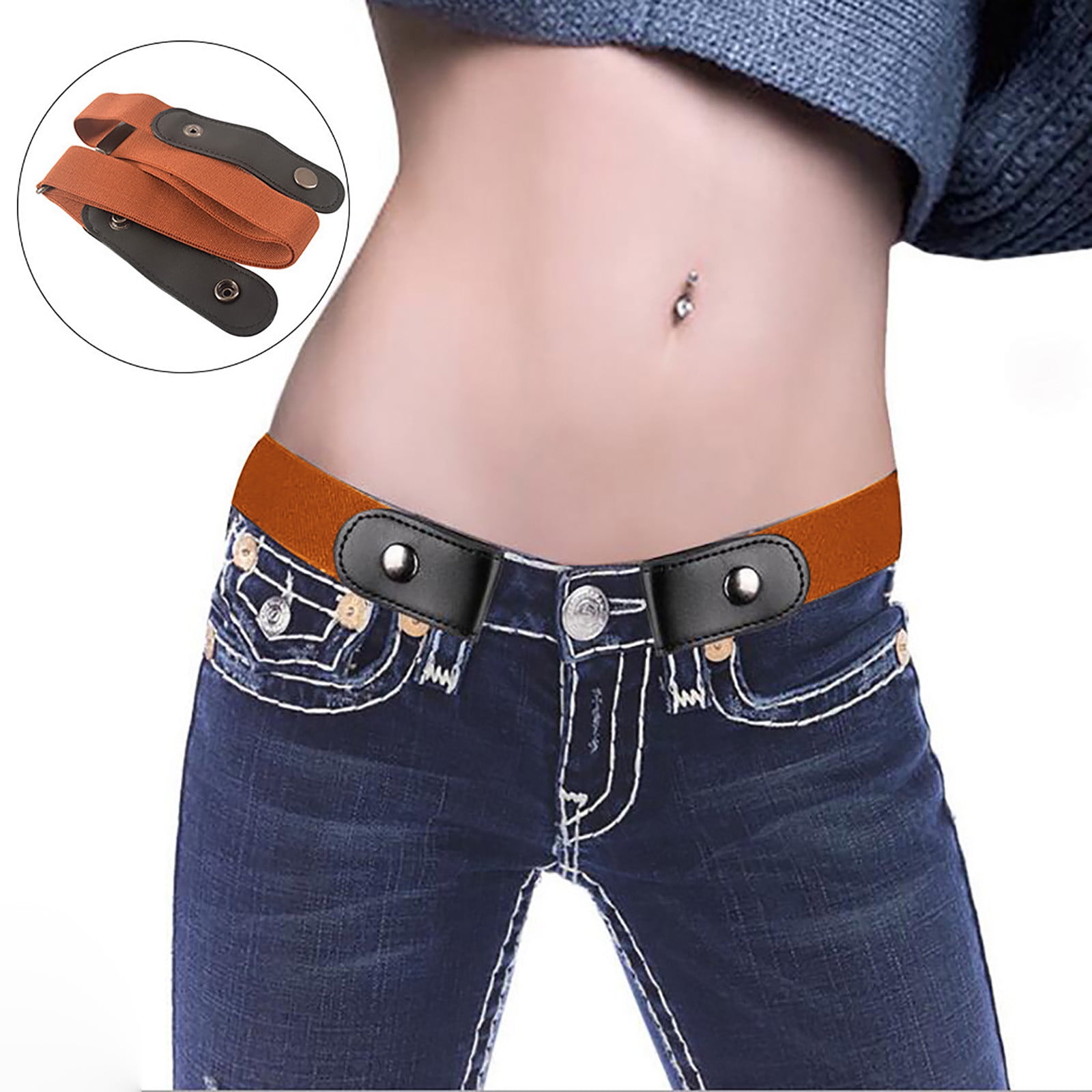Buckle Waistband, CBGELRT with Invisible Women Belts Web Comfortable Pants Men Stretch Red Belts Elastic for and for Jeans Flat Strap