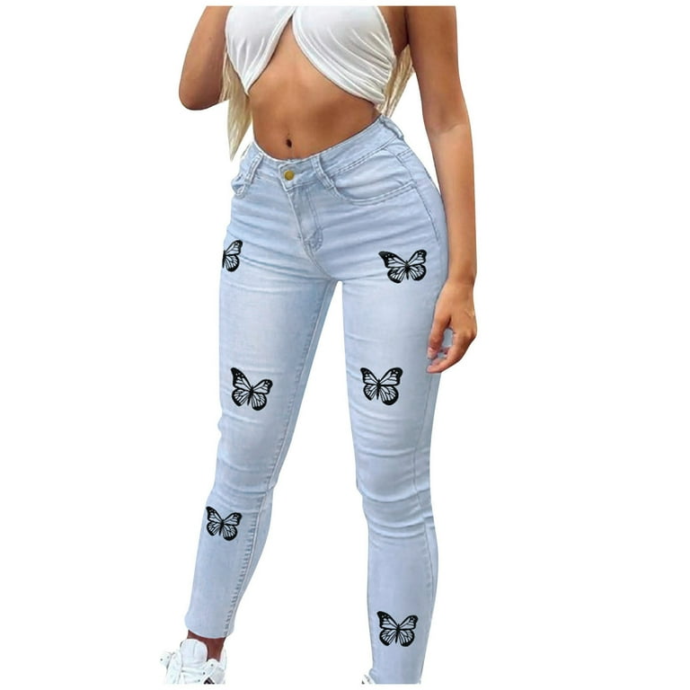 CBGELRT Fashion Jeans for Women High Waist Female Western Jeans for Women  Latest Design Trendy Clothes Women Bell Bottom Jeans High Street Baby Blue
