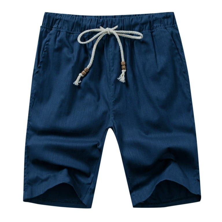 CBGELRT Men's Hiking Cargo Shorts Male Summer Casual Solid Short Pant Bead  Drawstring Short Trouser Pant Pocket Short Mens Small Swim Trunks
