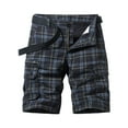 thumbnail image 1 of CBGELRT Mens Cargo Shorts with Multi Pockets Relaxed fit Fashionable Plaid Printed Work Shorts Summer Casual Capris Big Men's Outdoor Shorts Black 36, 1 of 6
