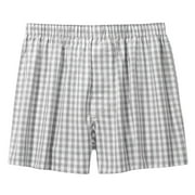CBGELRT Mens Cotton Underwear Boxer Comfort Breathable Home Sleepwear Flat Briefs Plaid Casual Loose Underpants Shorts Grey L