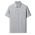 thumbnail image 1 of CBGELRT Mens Shirts Casual Mint Green Dress Shirt for Men Short Sleeved Shirts for Mens Summer Thin Shirts for Mens Casual Loose Shirts for The Elderly Gray xxl, 1 of 3