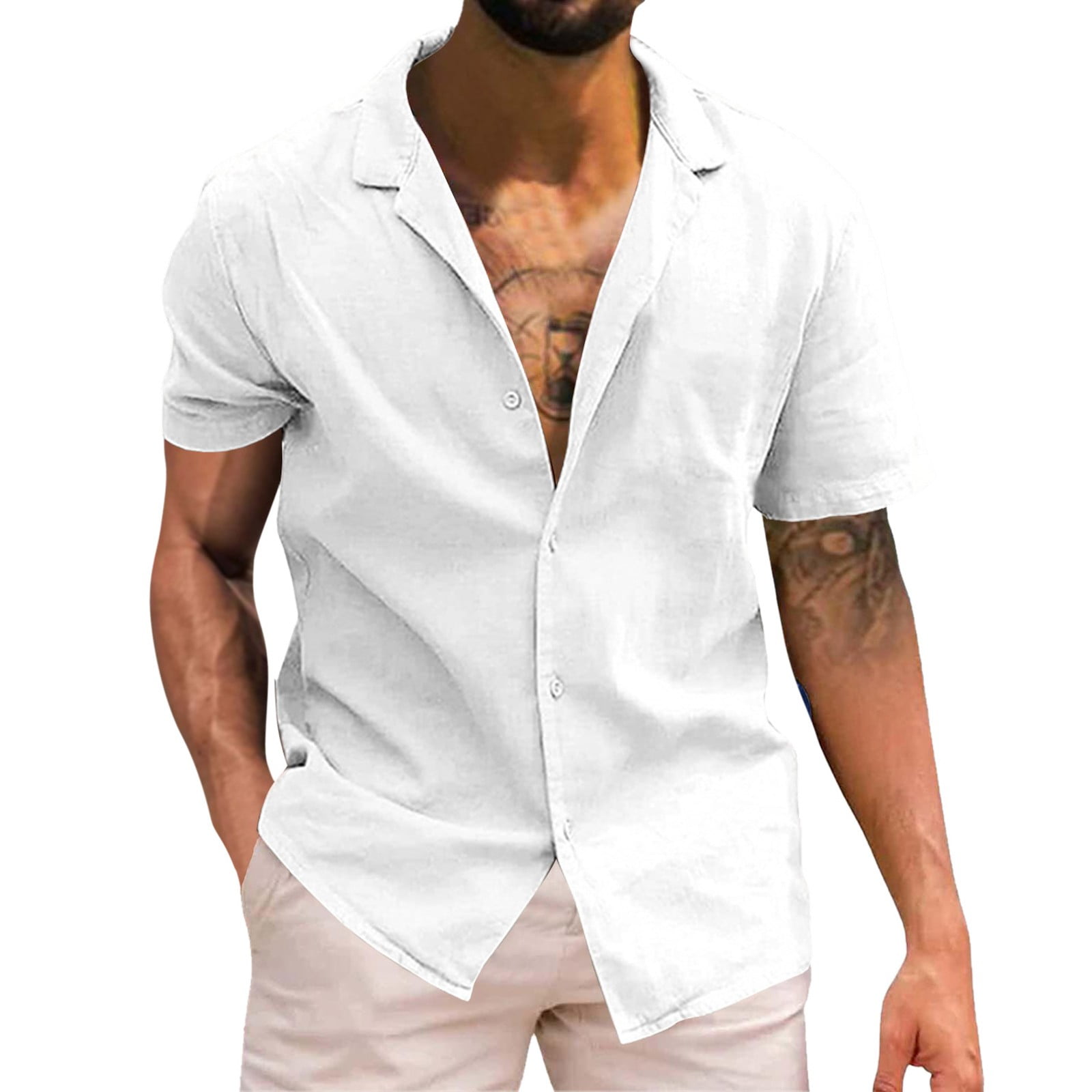 CBGELRT Mens Shirts Summer Black Shirts for Men Solid Short