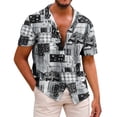 thumbnail image 1 of CBGELRT Mens Shirts Summer Shirt for Men Button down Summer Printed Casual Short Sleeves Lapel Shirt Black L, 1 of 9