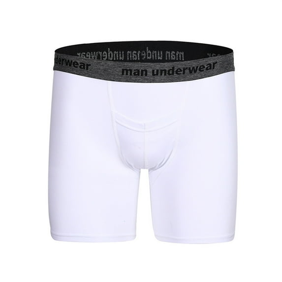 CBGELRT Mens Underwear Boxers Briefs Long Leg Sports Shorts Comfort Breathable Anti-Chafing Underpants Trunks S White