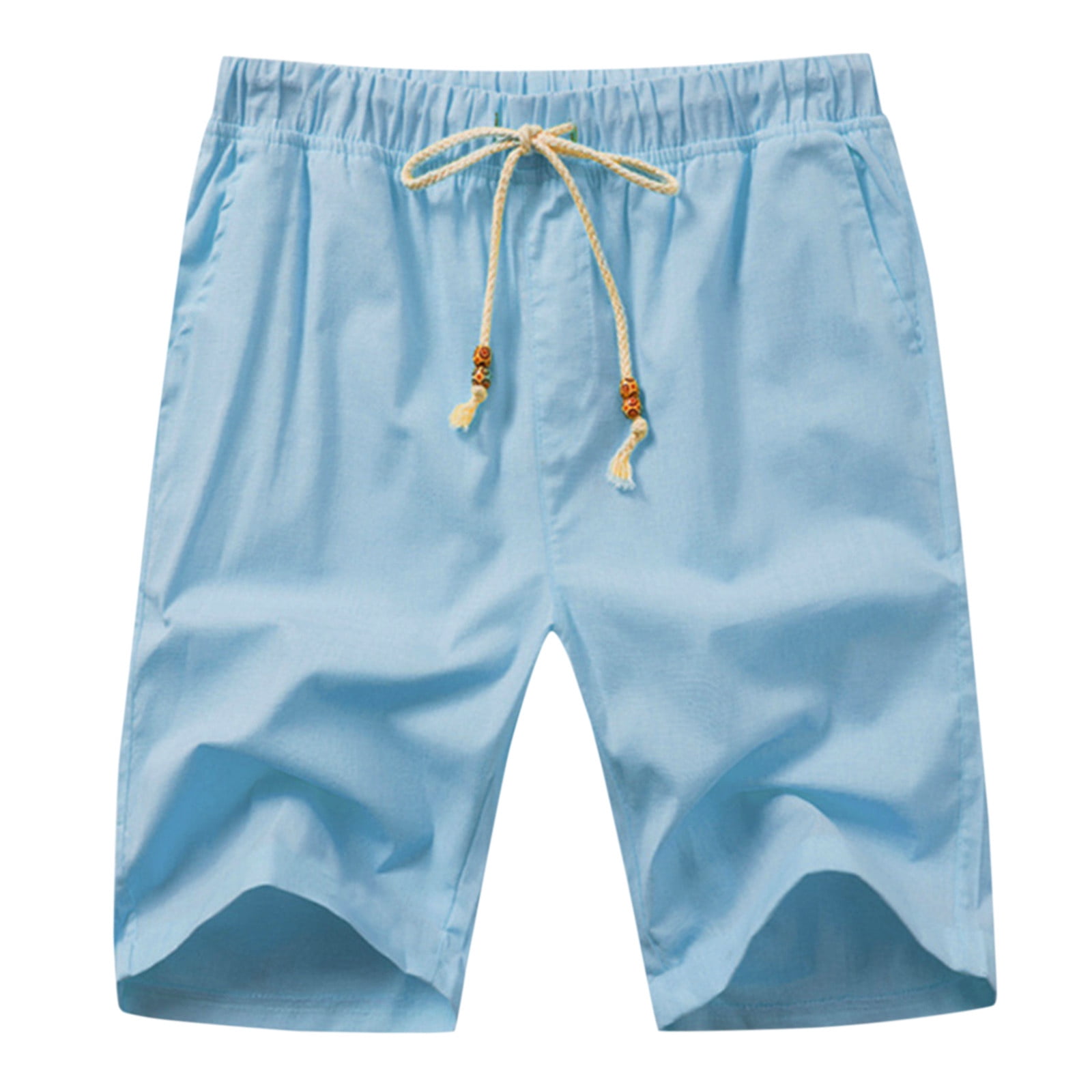 Linen Cargo Shorts for Men LUGANO in Teal Blue / Drawstring Shorts
