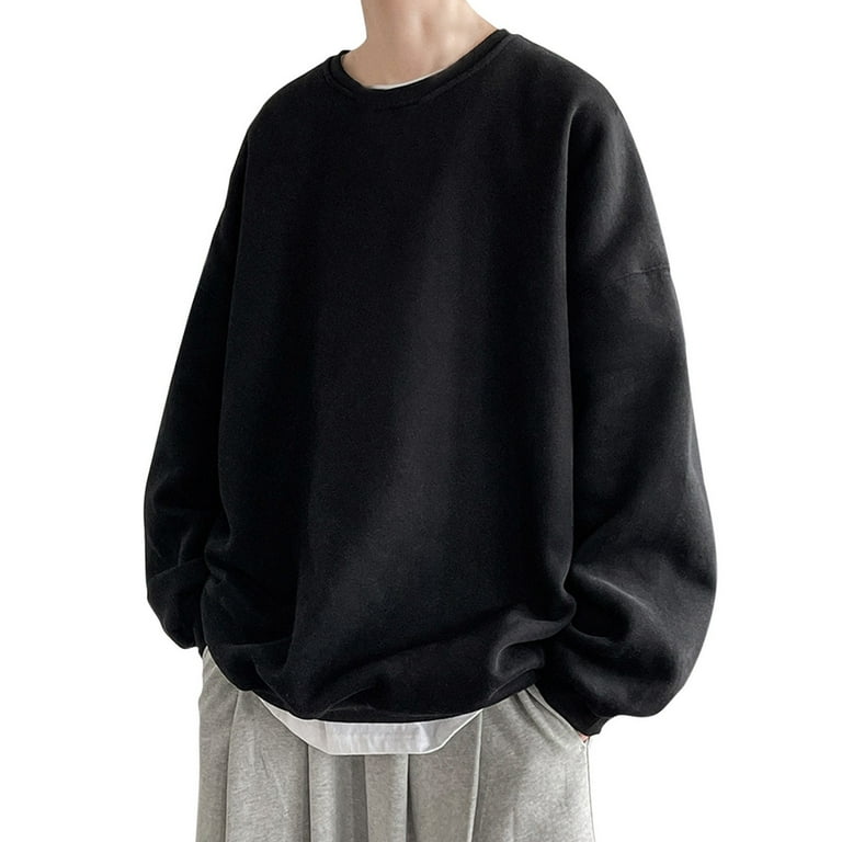 【KOOLOSET】Persona Wool Dumble Sweatshirt CBGELRT Oversized Crewneck Hoodies for Men Casual Solid