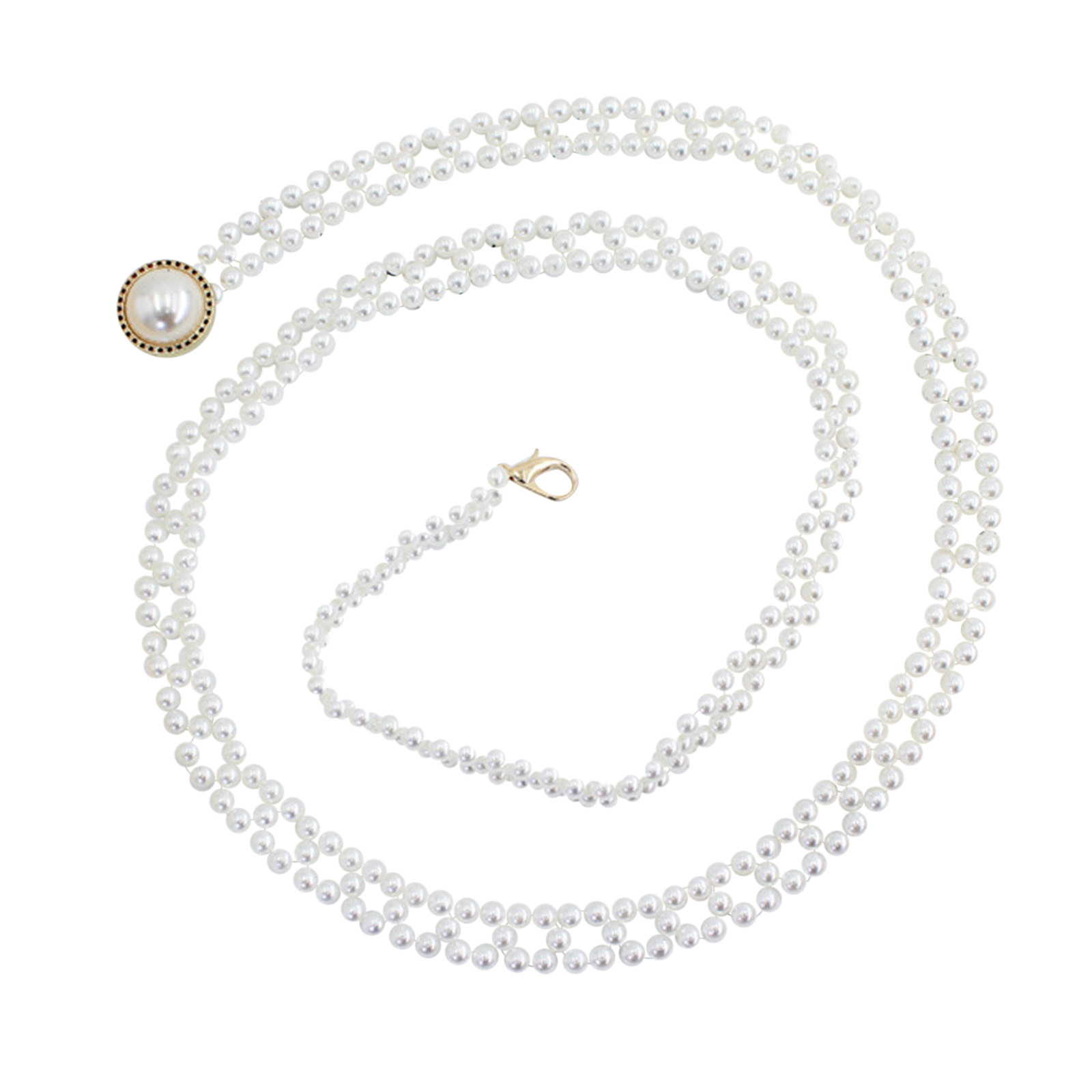 CBGELRT Pearl Beads Chain Belts for Women Adjustable Belly Waist Chain
