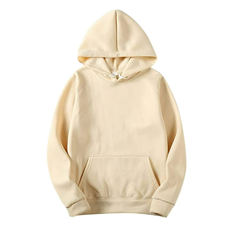 CBGELRT Plain Hoodies for Men and Women Autumn Winter Leisure Hooded Sweater Solid Color Oversized Pullover Casual Jackets Beige S Walmart