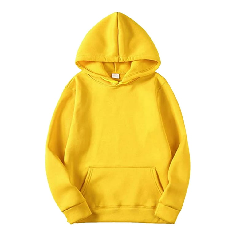 CBGELRT Plain Hoodies for Men and Women Autumn Winter Leisure Hooded Sweater Solid Color Oversized Pullover Casual Jackets Yellow Xxl Walmart