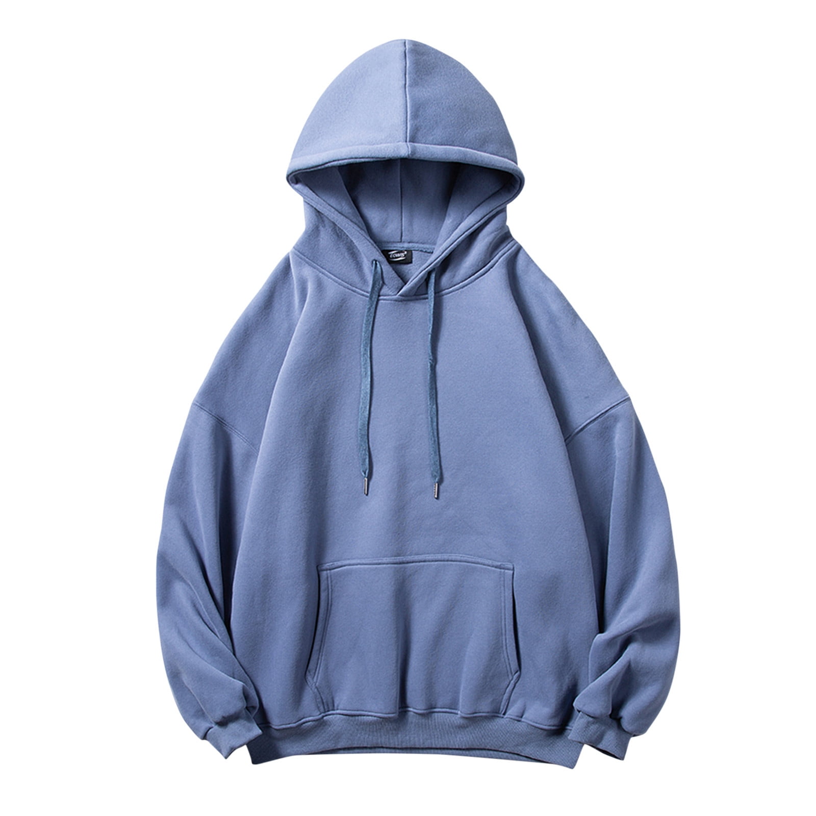 CBGELRT Plus Size Pullover Hoodies for Men Oversized Loose Fit Plain Hooded Sweatshirt Sports Top Casual Drawstring Jacket with Pocket L Blue Walmart