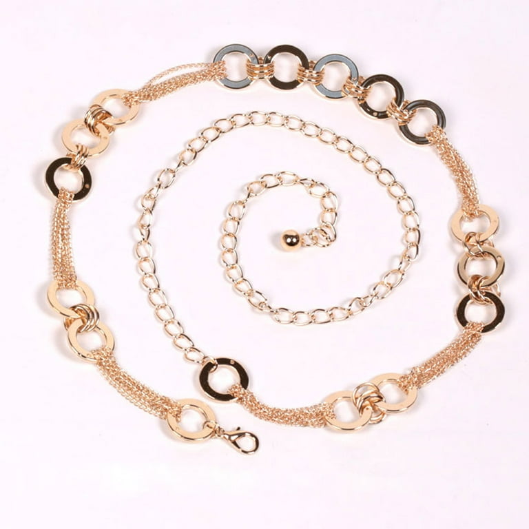 CBGELRT Retro Chain Belts for Women Gold Color Metal Thin
