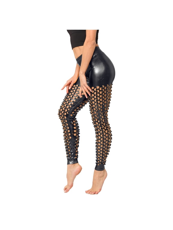 Shiny Glitter Sequin Leggings Fashion Women's Pants Solid Color Bling Dance Trousers High Waist Push Up Stretch Leggins Tights Black One Size