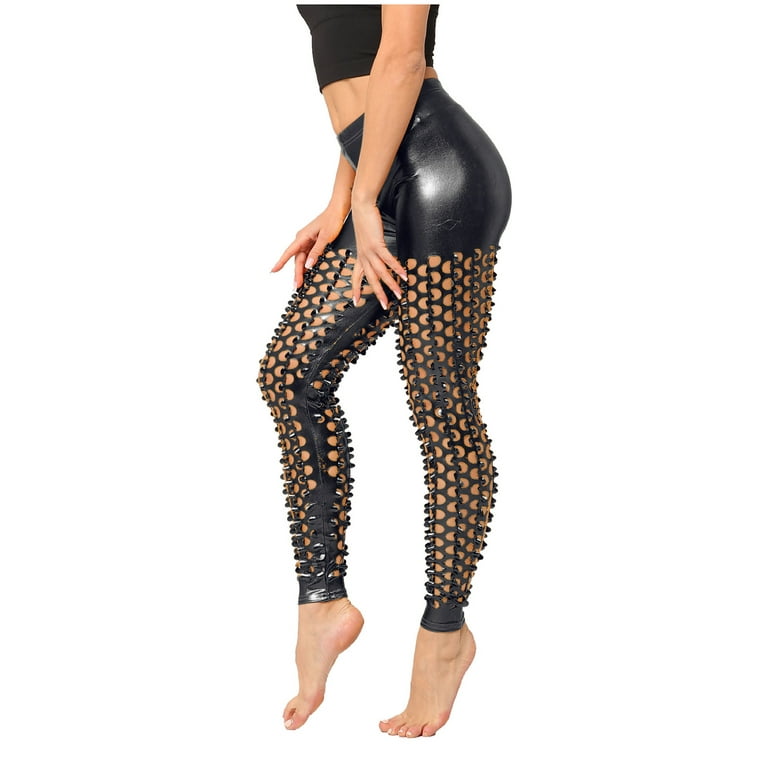 CBGELRT Shiny Glitter Sequin Leggings Fashion Women's Pants Solid Color  Bling Dance Trousers High Waist Push Up Stretch Leggins Tights Black One  Size 