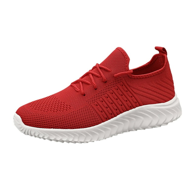 CBGELRT Shoes for Men Casual Men's Sneakers Work Tennis Shoes for Men Sneakers Men Lace Mesh Soft Fashion Color Bottom up Sport Shoes Casual Breathable Solid Men's Sneakers Male Red 45