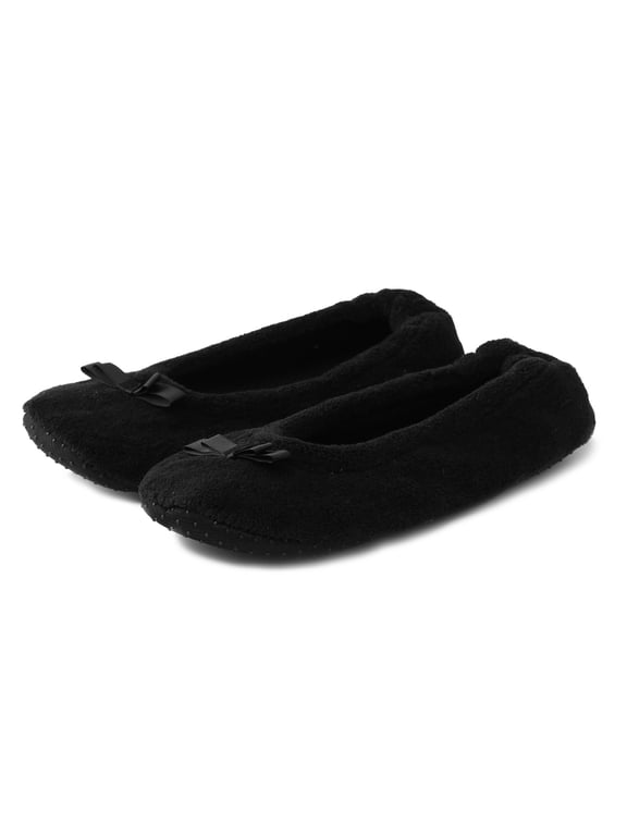 Slippers for Women Comfortable Lightweight Velvet Plush House Slippers Socks Indoor Outdoor Ballet Flat Loafer Shoes Black Size 42