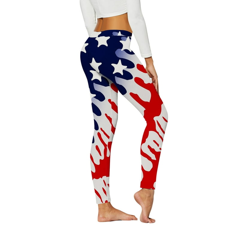 CBGELRT Sporty Leggings 2023 New Independence Day Print Sporty Legging  Women's Pants High Waist Push up Seamless Fitness Leggins Outfits White Xxl