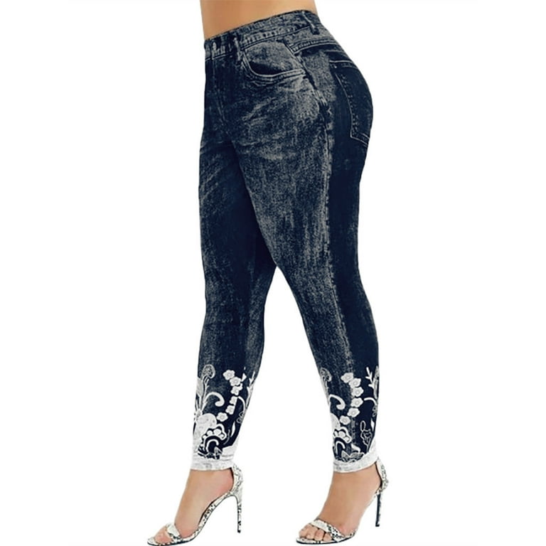 Leggings with Pockets for Women Mid Rise Jeggings Comfy