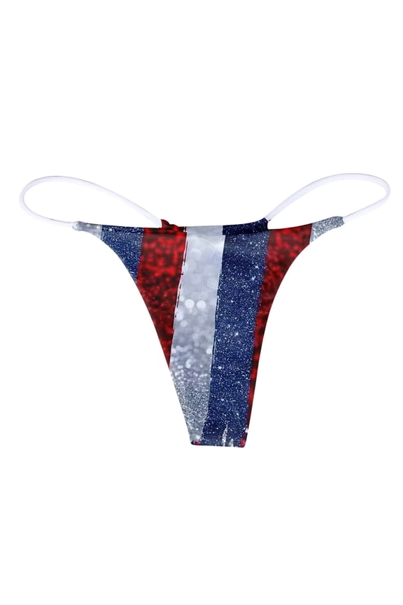 Underwear Women Lingerie USA Flag Print Women's Panties Independence Day Low Waist Seamless Thongs Comfortable Underwear Hot Pink L