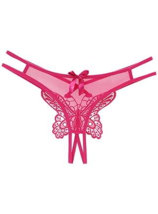 CBGELRT Underwear Women Transparent Women's Panties Seamless Ice Silk  Briefs Low Waist Hollow Out Large Size Underpants Thongs Underwear Hot Pink  XL