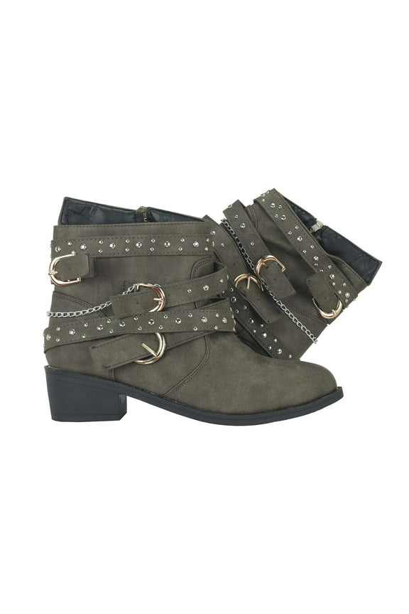 Western Boots for Women Retro Fashion Breathable Chunk Low Heel Ankle Booties Belt Buckle Leather Zipper Cowboy Boots Shoes, 42