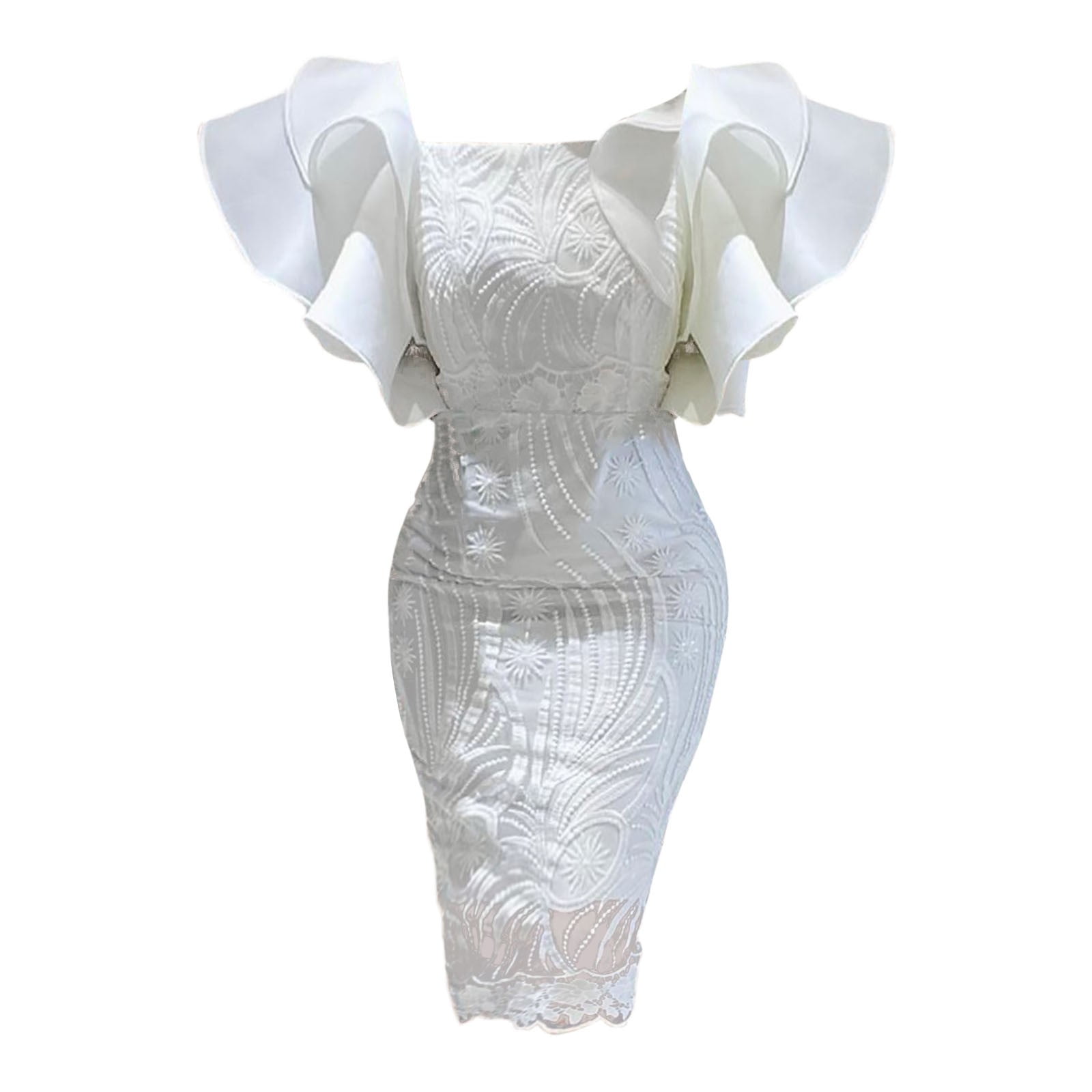 CBGELRT White Embroidery Lace Wedding Dresses for Women Elegant One Shoulder Ruffles Formal