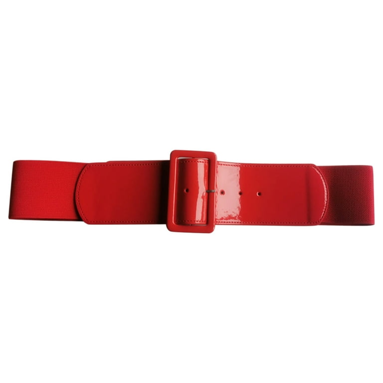 CBGELRT Wide Belts for Women Candy Color Leather Elastic Waist Belt Vintage  Plus Size Stretchy Corset Waistband for Dress, Red
