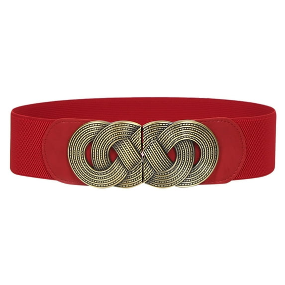 CBGELRT Wide Belts for Women Fashion Vintage Elastic Stretch Waist Belt with Interlock Buckle for Jeans Dress Shirts Waistband, Red