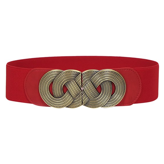 CBGELRT Wide Belts for Women Fashion Vintage Elastic Stretch Waist Belt with Interlock Buckle for Jeans Dress Shirts Waistband, Red