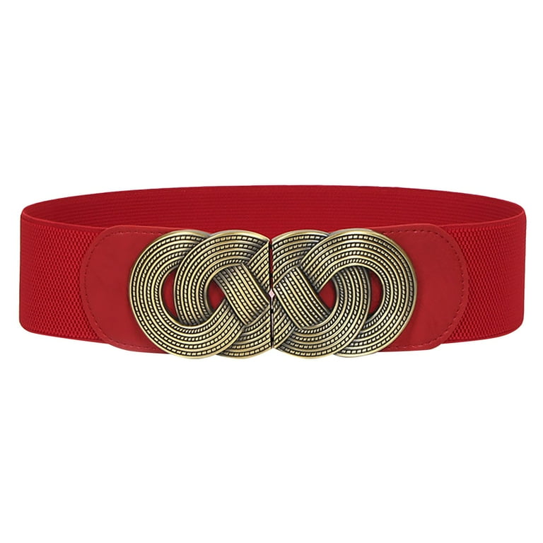 Cbgelrt Wide Belts for Women Fashion Vintage Elastic Stretch Waist Belt with Interlock Buckle for Jeans Dress Shirts Waistband Red Women s Size