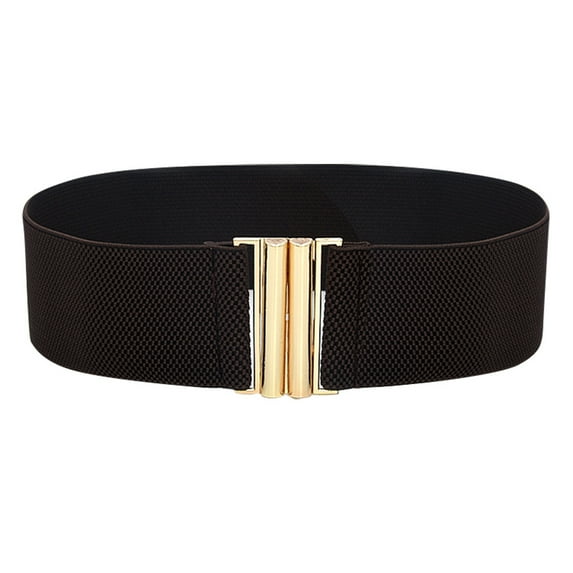 CBGELRT Wide Belts for Women Vintage Wide Elastic Stretch Waist Belts for Jeans Dress Sweater with Gold Metal Buckle Waistband, Coffee