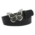 thumbnail image 1 of CBGELRT Wide Leather Belts for Women Fashion Butterfly Metal Buckle Dress Belt Adustable Plus Size Waist Belts for Jeans Pants, Black, 1 of 2