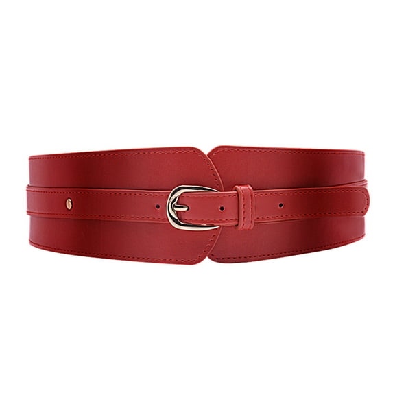 CBGELRT Wide Leather Belts for Women Plus Size Elastic Stretch Waist Belt for Jeans Dress Jacket Sweater with Pin Buckle Waistband, Red
