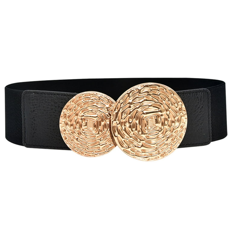 CBGELRT Women Fashion Wild Leather Double Buckle Belt Vintage